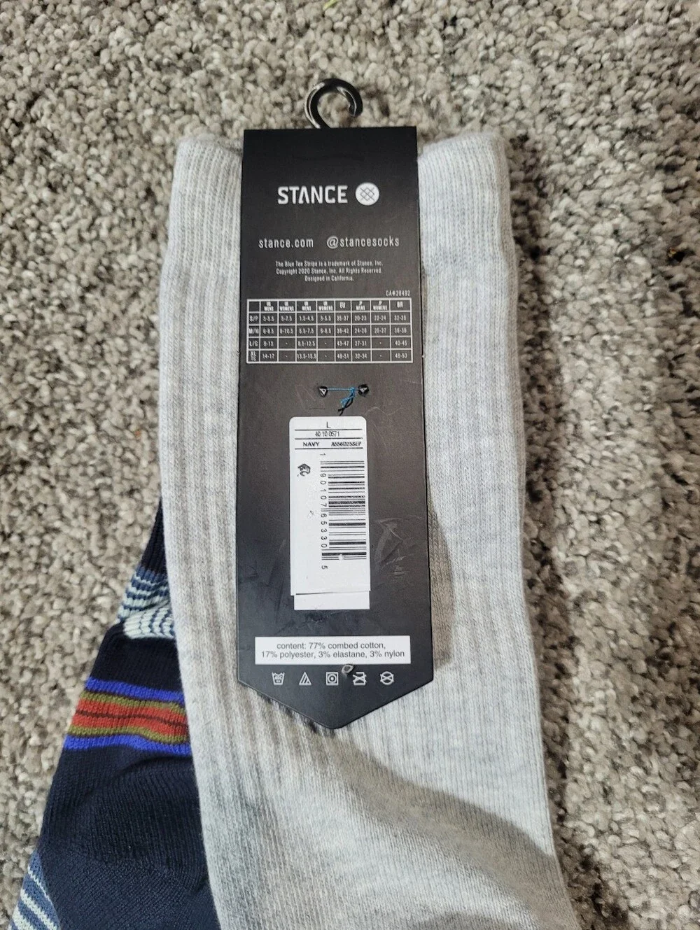 2-Pair Stance Icon  lMens Large 9-12 Casual Combed Cotton Crew Socks Unisex